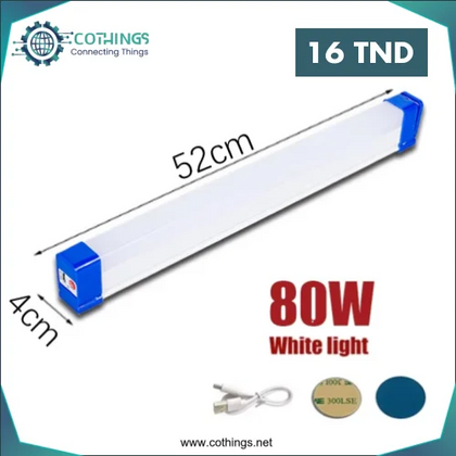 Tube LED rechargeable de 52 cm 60W Éclairage de secours - Domotique