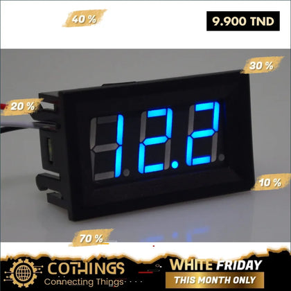 Voltmètre CC à Trois Fils Bleu 0-30V 0,56 pouce - Domotique Tunisie