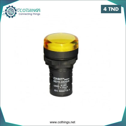 Voyant lumineux ND16 22DS/4 AC 220V JAUNE CHINT Domotique Tunisie